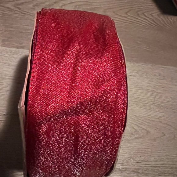 NWT SET OF 2 100 FEET (EACH) RED SPARKLE WIRE RIBBON - Picture 4 of 5